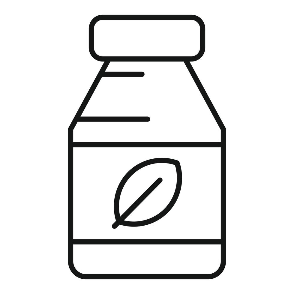 Organic herbal bottle icon, outline style vector