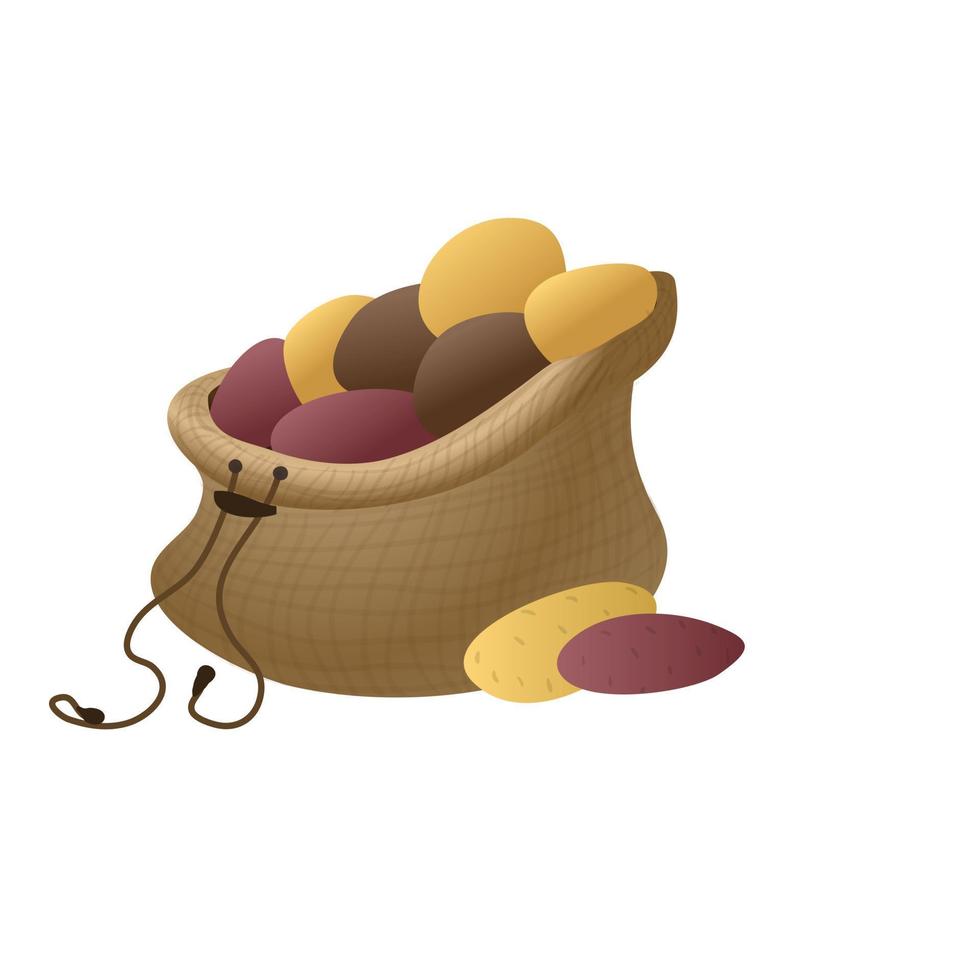 Open potato sack icon, cartoon style vector