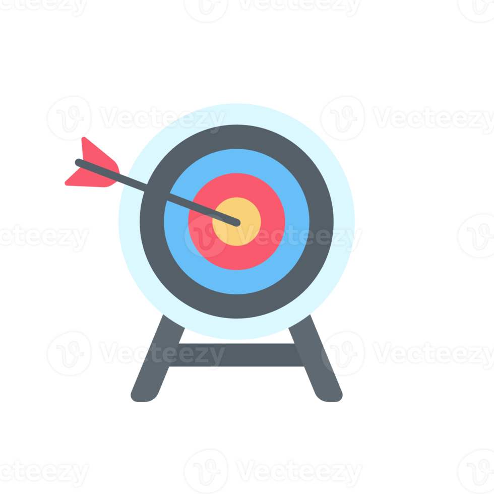 flèches tirées au centre de la cible. concept d'établissement d'objectifs commerciaux png