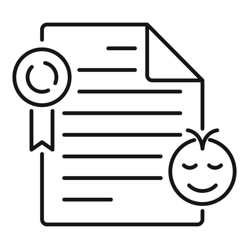 Cute birth certificate icon, outline style vector
