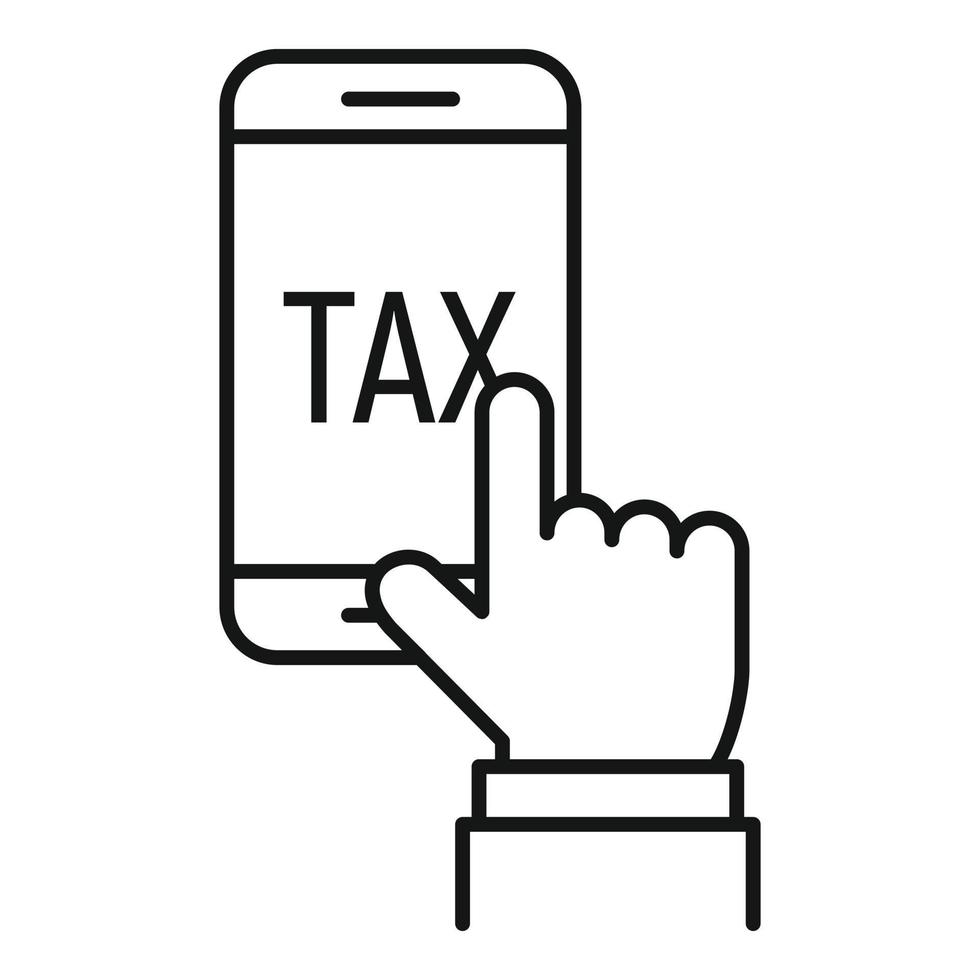 Smartphone tax program icon, outline style vector