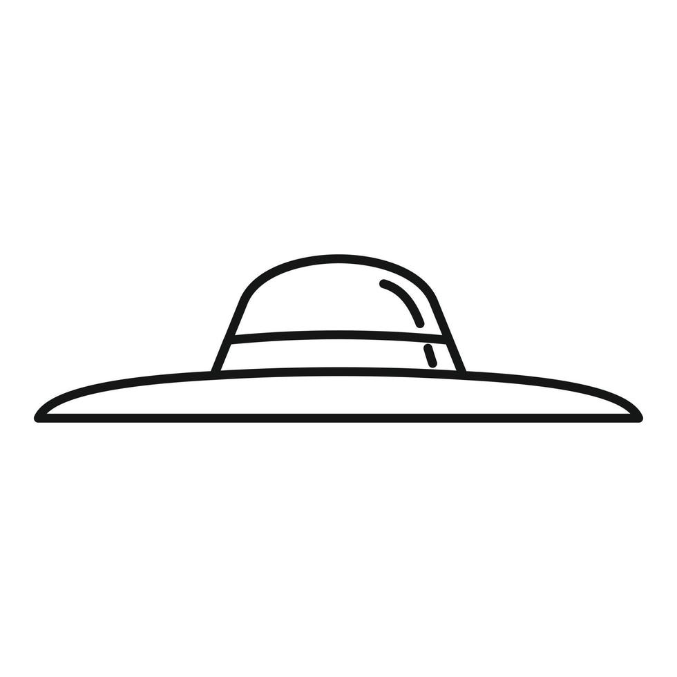 icono de sombrero de mujer de protección solar, estilo de esquema vector