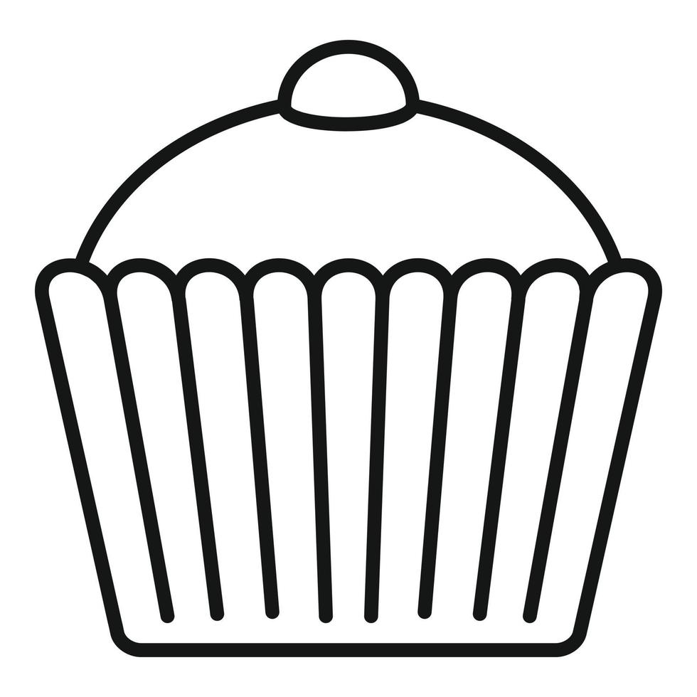 icono de cupcake fresco, estilo de esquema vector