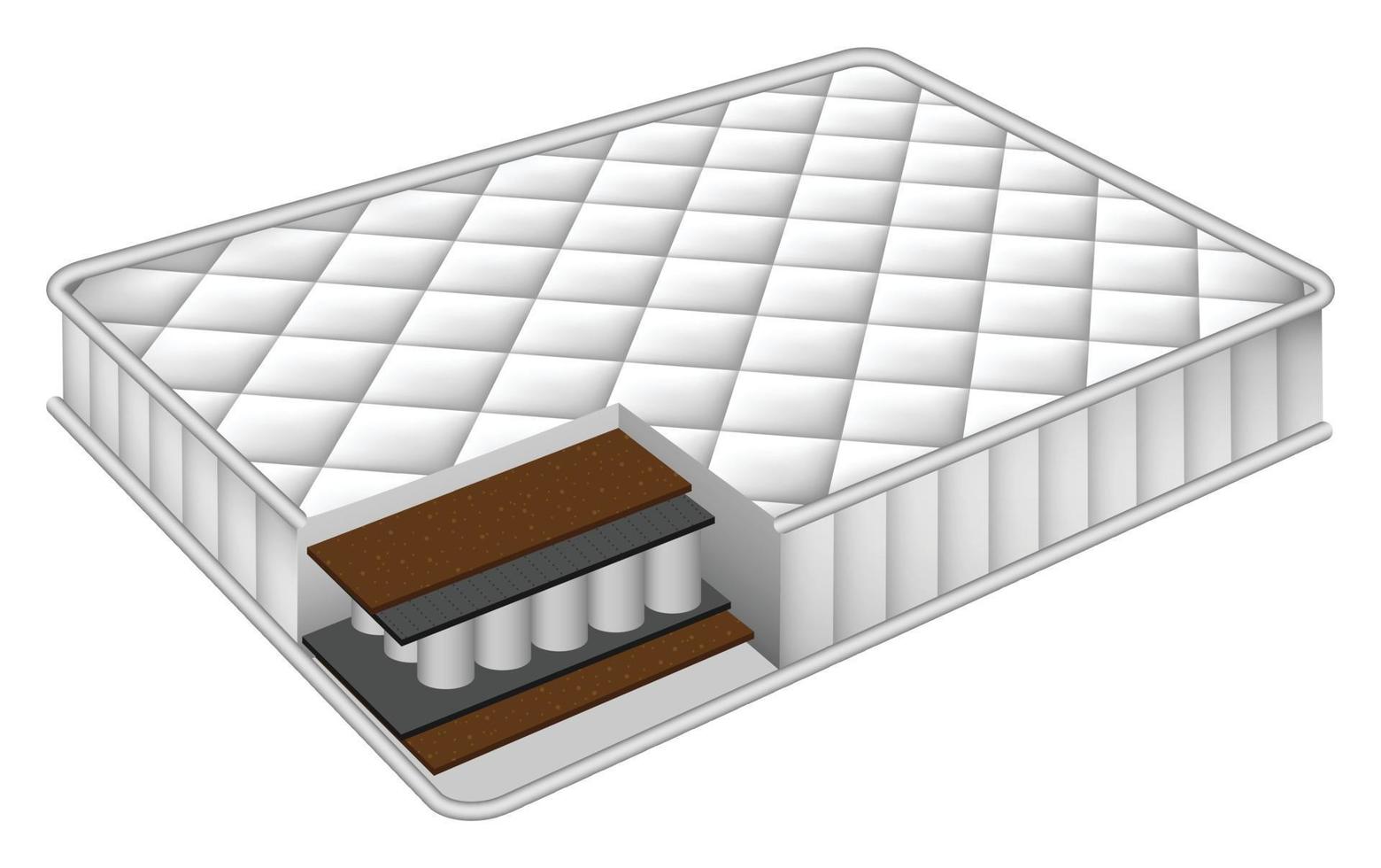 Mattress cut out mockup, realistic style vector