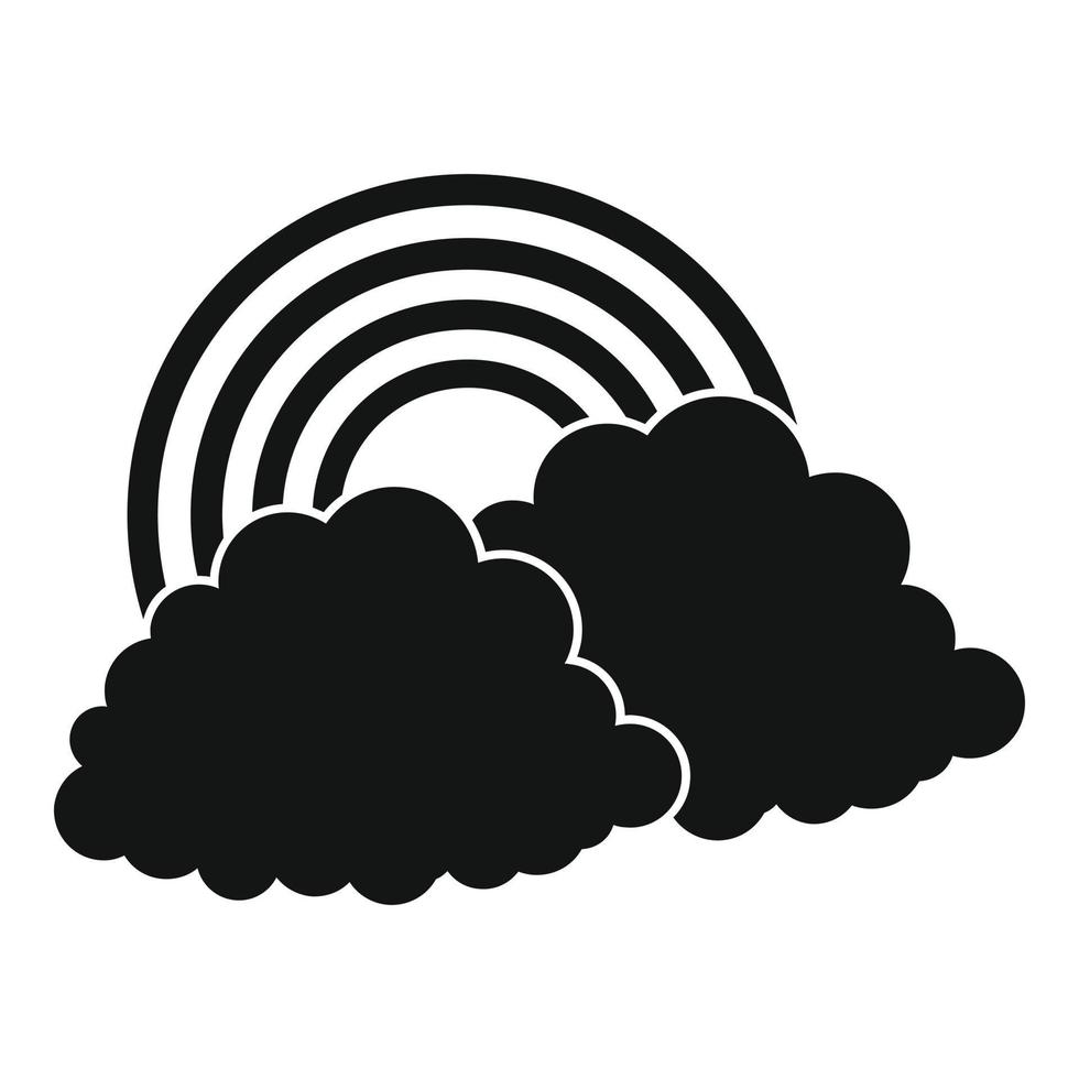 Rainbow icon, simple black style vector