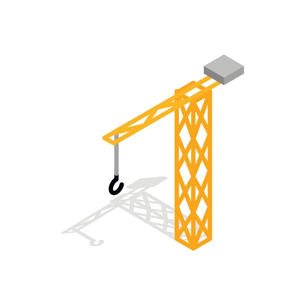 Construction crane icon, isometric 3d style vector