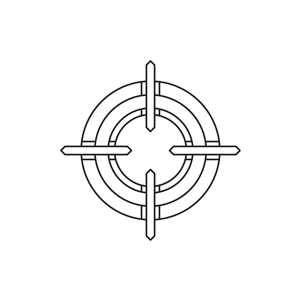 Crosshair reticle icon in outline style vector