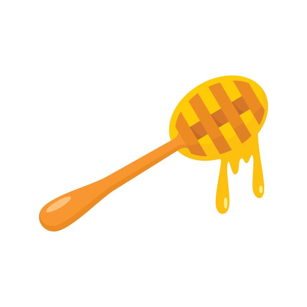 icono de cuchara de miel de madera, estilo plano vector