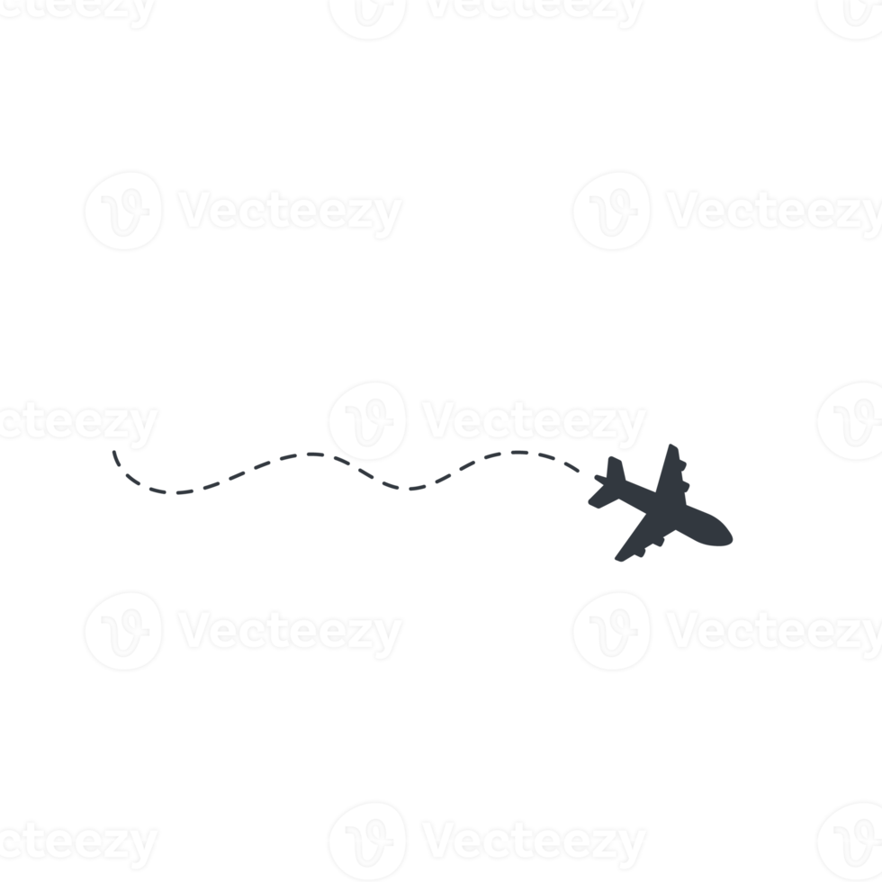 Airplane routes travel icon. Travel from start point and dotted line tracing. png