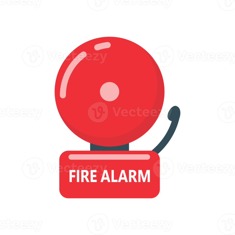 Red fire alarm bell icon. An electric bell sounds to alert you in the event of a fire. png