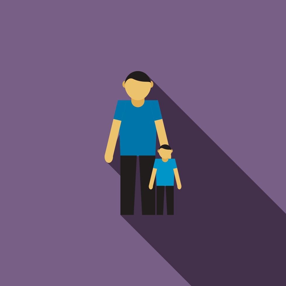 Father and son icon, flat style vector