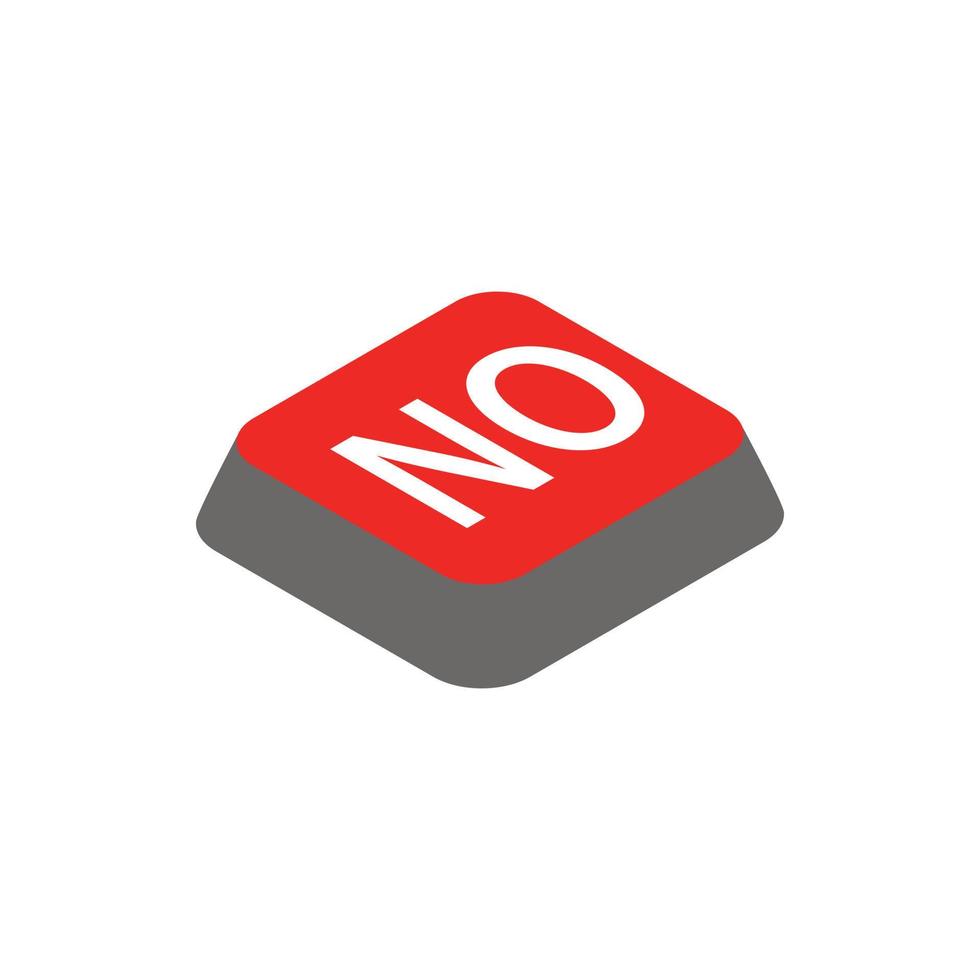 Click no button icon, isometric 3d style vector
