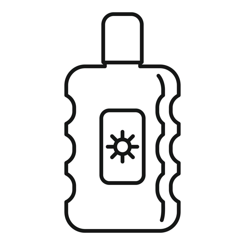 icono de botella de protección solar, estilo de contorno vector