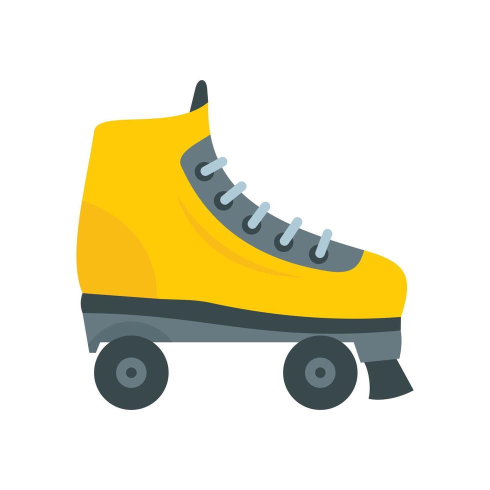 Yellow roller skates icon, flat style vector