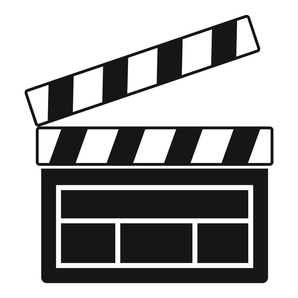 Film clapper icon, simple style vector