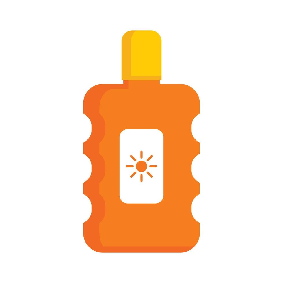 icono de botella de protector solar, tipo plano vector