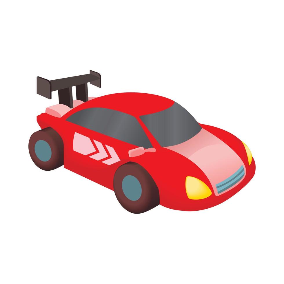 Red race car icon, cartoon style vector