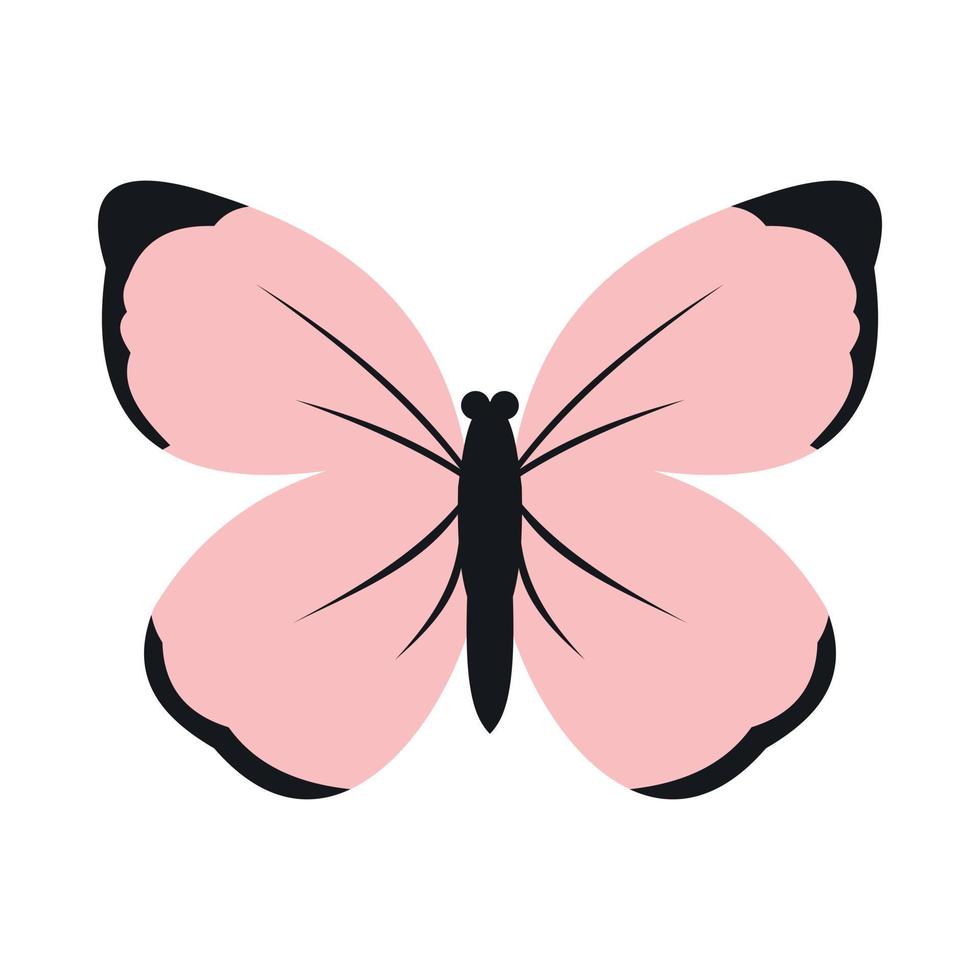 Pink butterfly icon, flat style vector