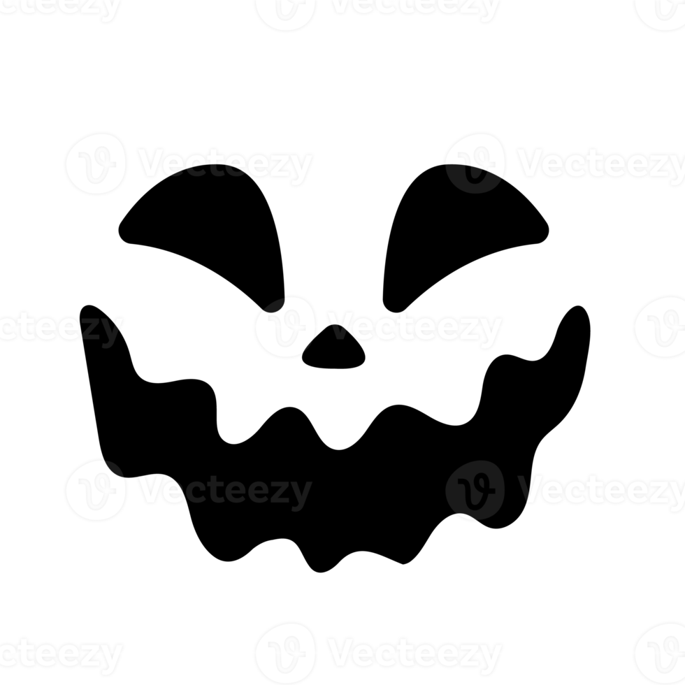 silueta de cara de terror fantasma aterrador para tallar en calabaza de halloween png