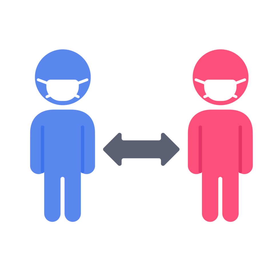 People icon. Social spacing with covid-19 patients to prevent the spread of pathogens. png