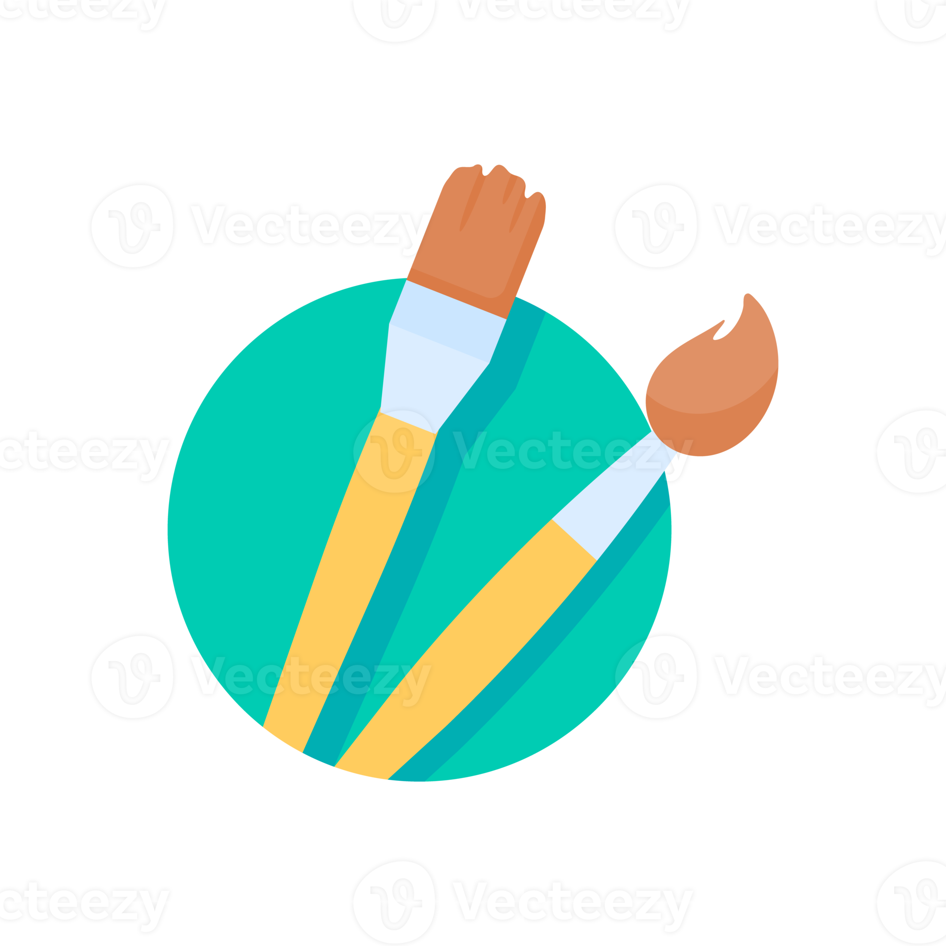 A set of brush heads and paint buckets for creating art from the artist