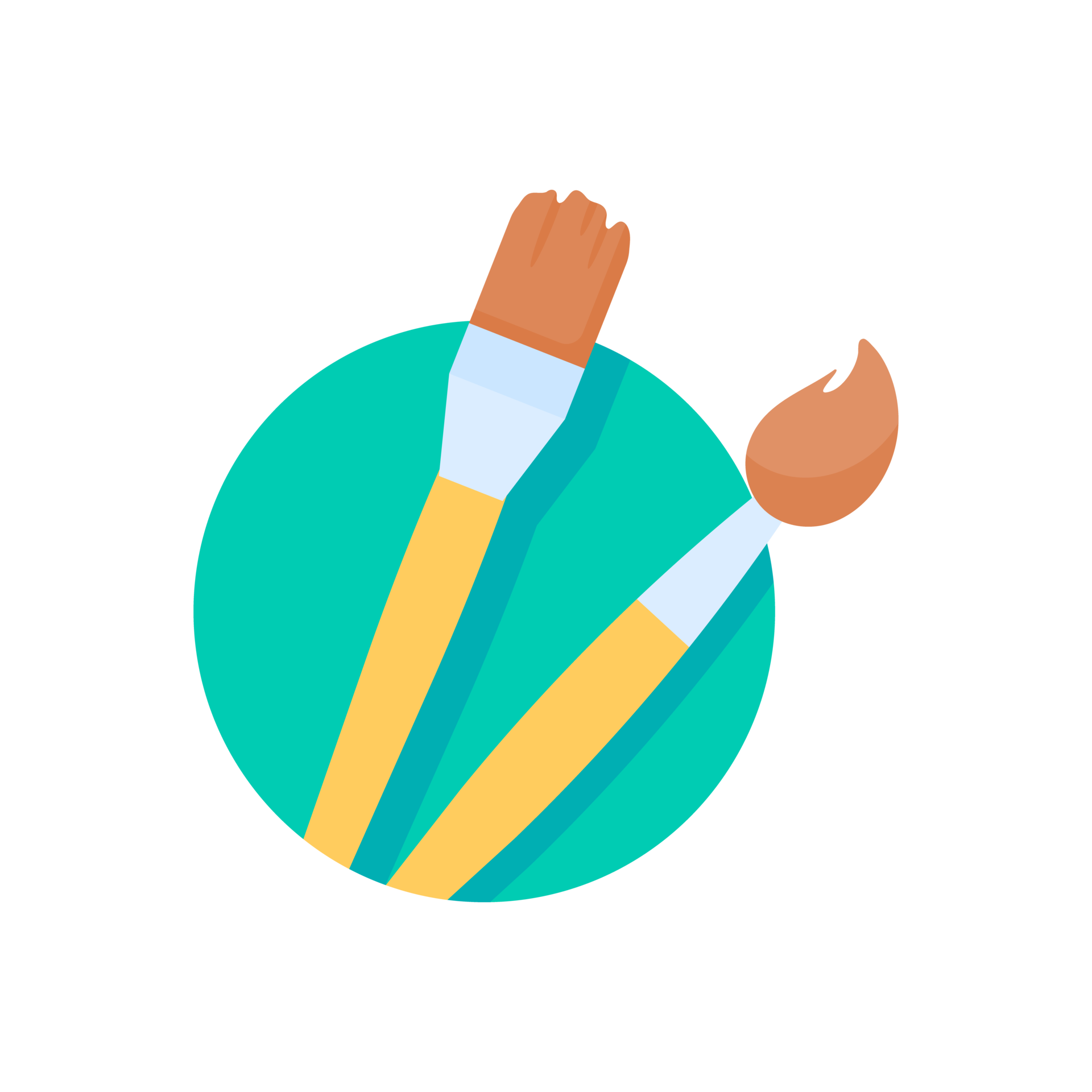 A set of brush heads and paint buckets for creating art from the artist