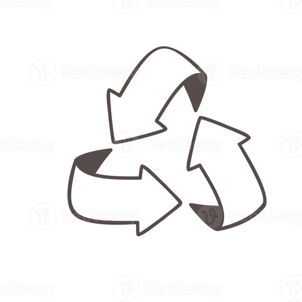 met de hand getekend driehoekig wervelpijl recyclingconcept png