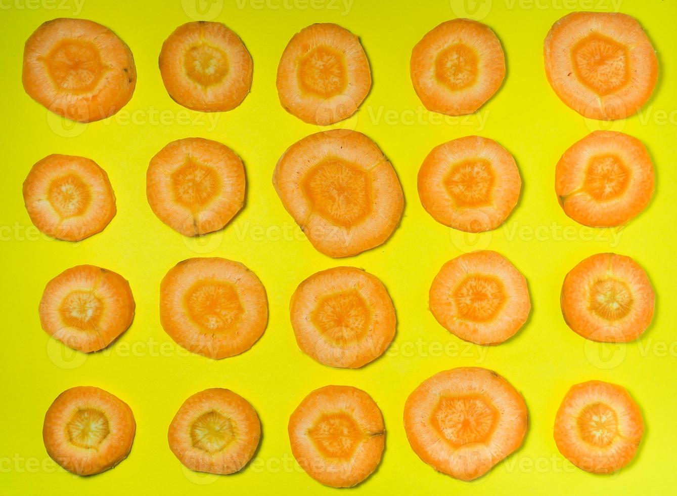 Carrots cut into round pieces. Healthy food photo