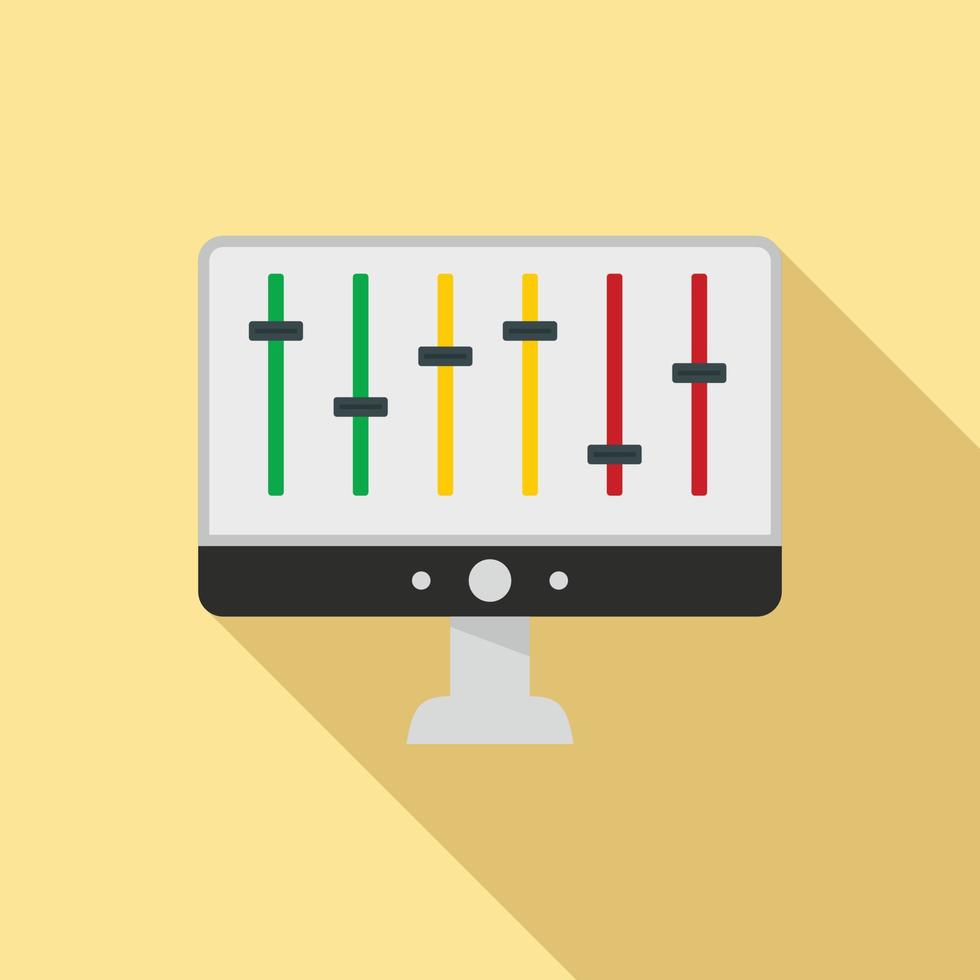 Equalizer on monitor icon, flat style vector