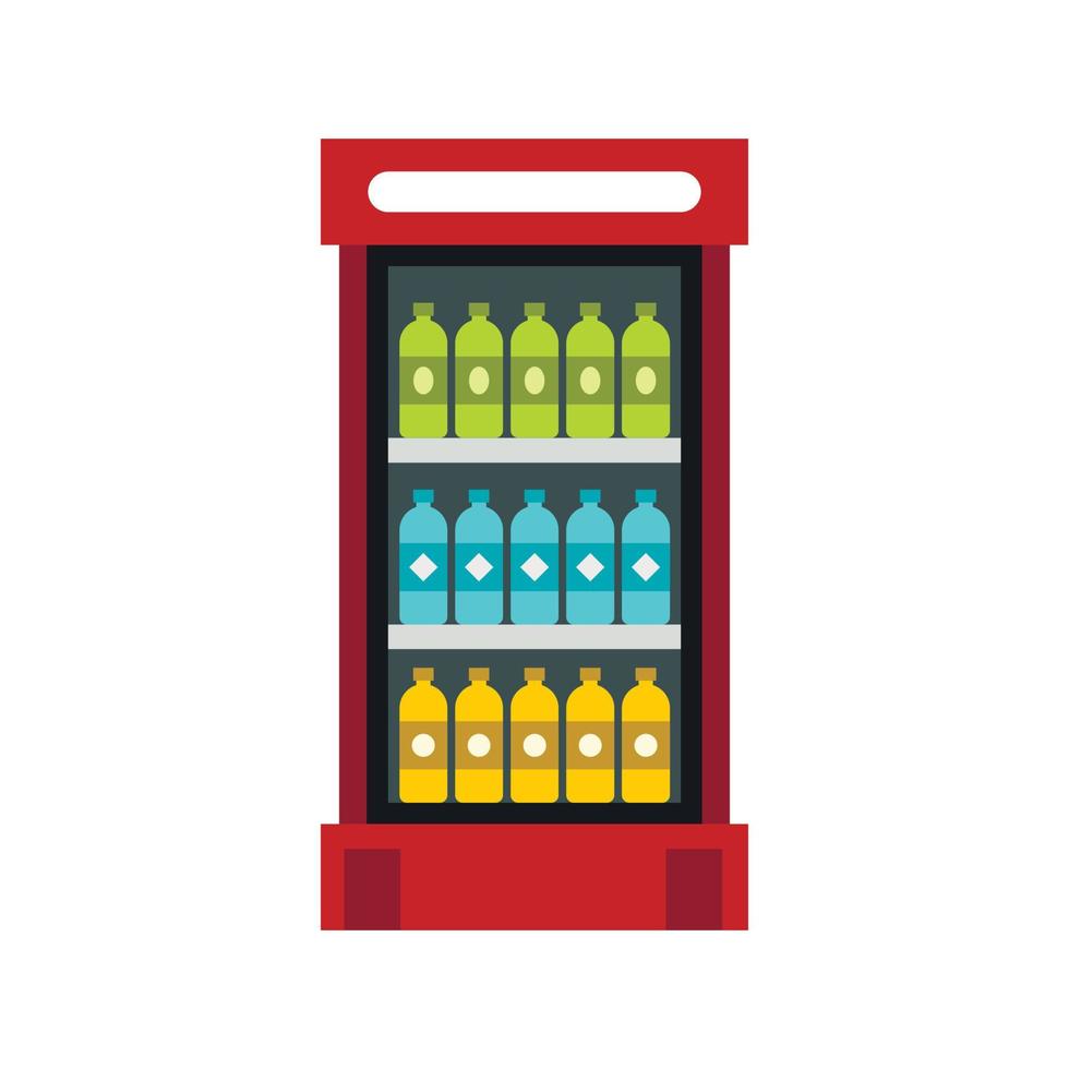 Fridge with drinks icon, flat style vector