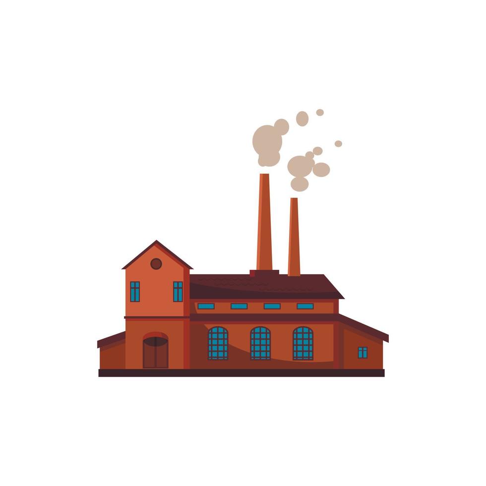 Factory building icon, cartoon style vector