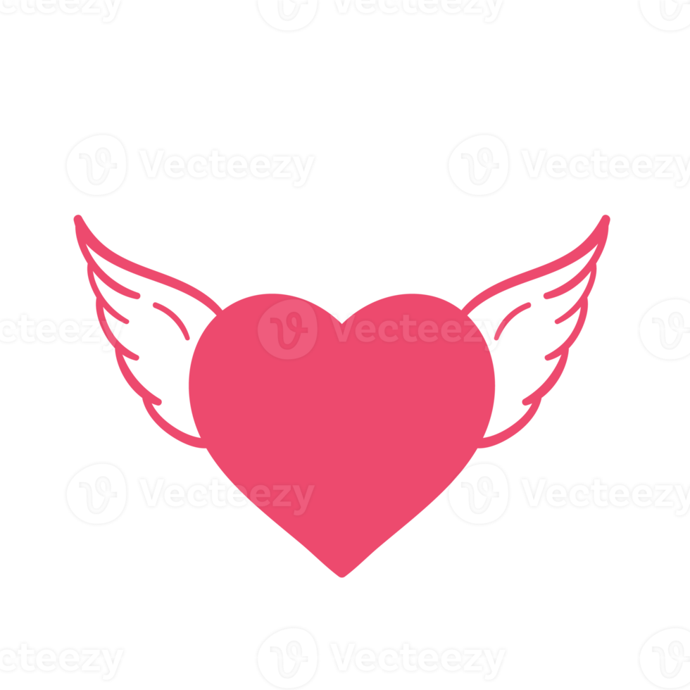 coeur avec des ailes. concept d'amour romantique de la saint-valentin. png