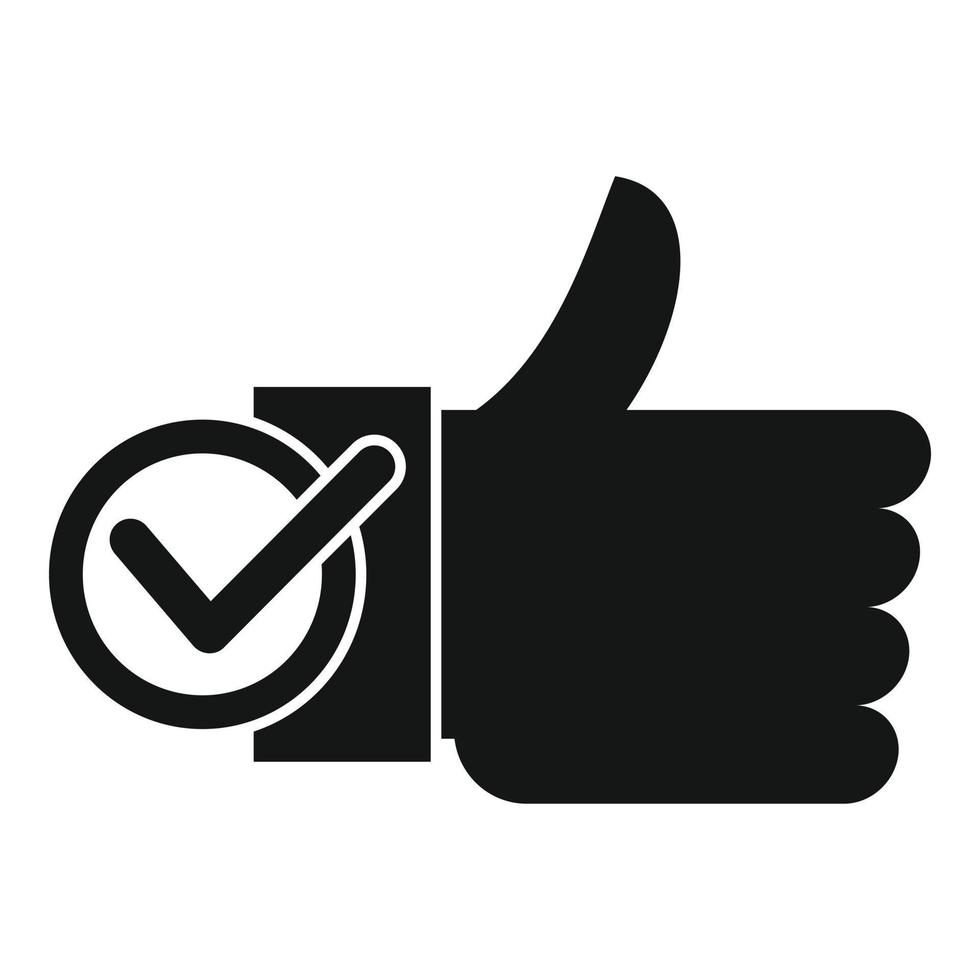 Thumb up approved icon, simple style vector