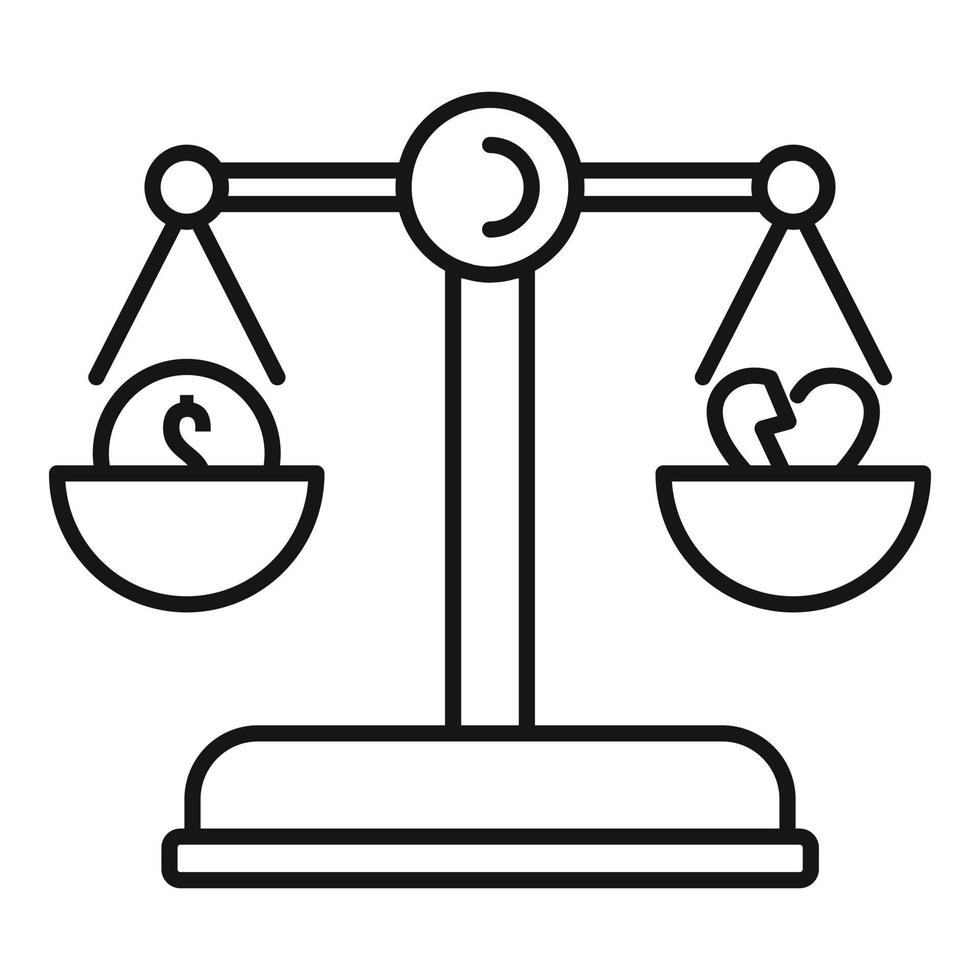 Divorce balance icon, outline style vector