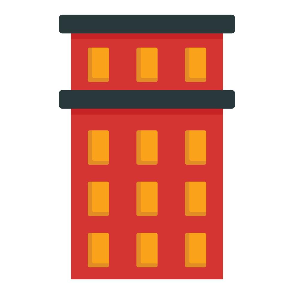 Red building icon, flat style vector