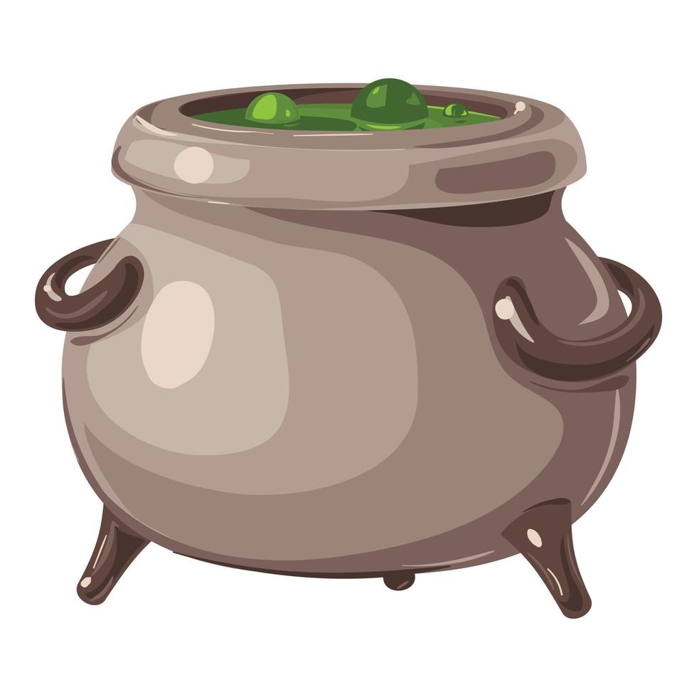 Magic potion cauldron icon, cartoon style vector