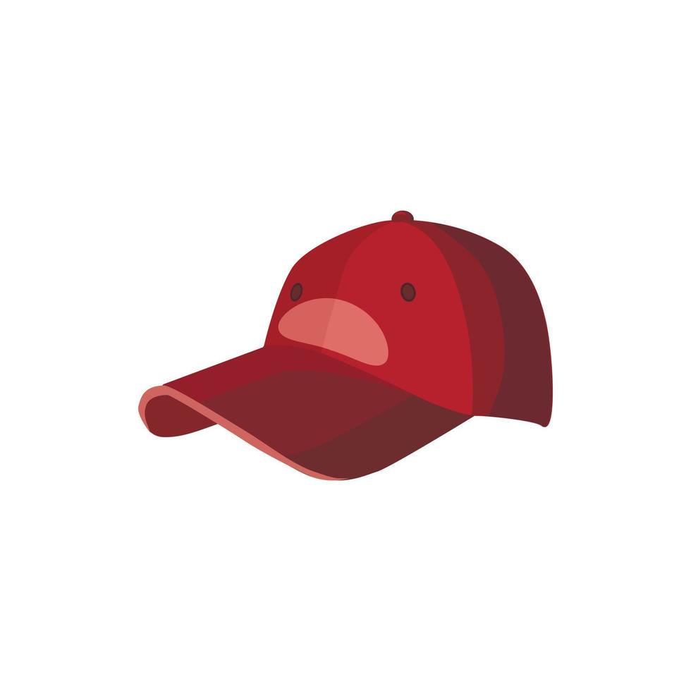 icono de sombrero de béisbol rojo, estilo de dibujos animados vector