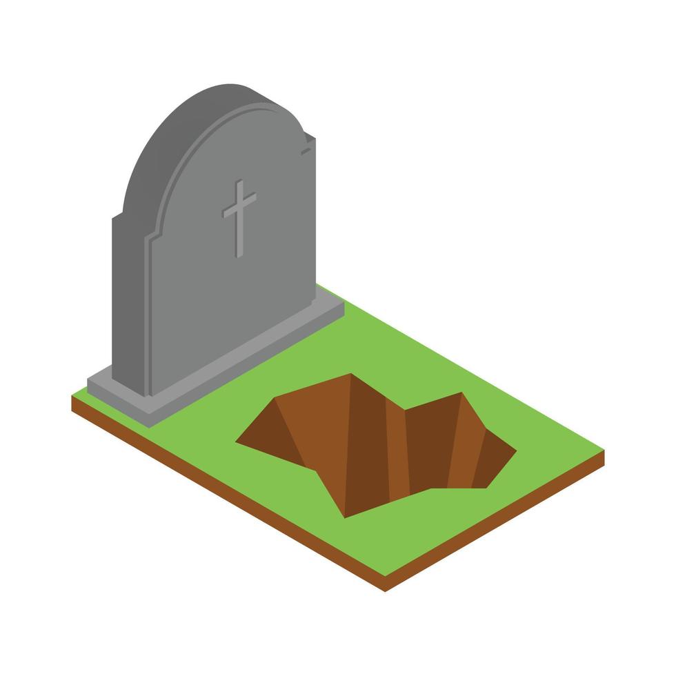 Grave icon, isometric style vector