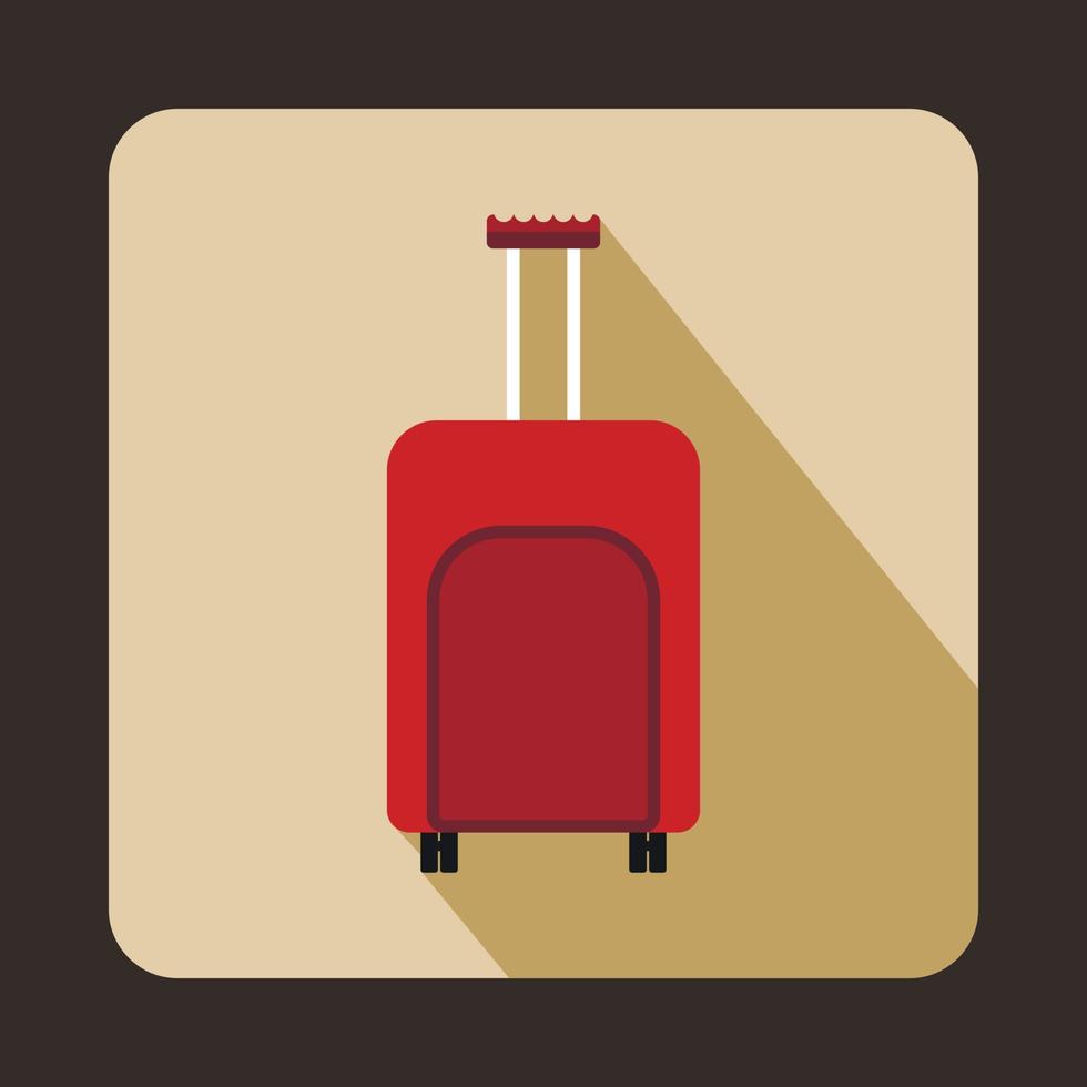 Red travel suitcase icon, flat style vector