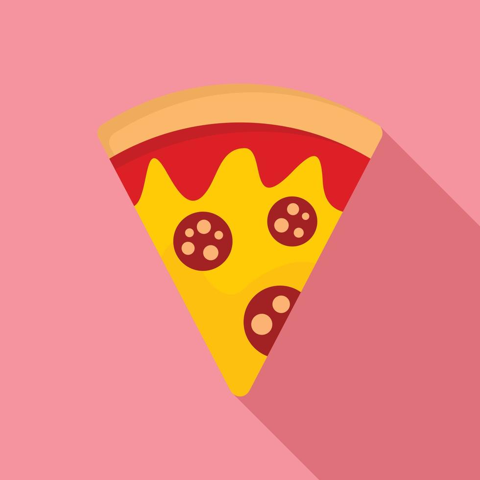 Salami pizza slice icon, flat style vector