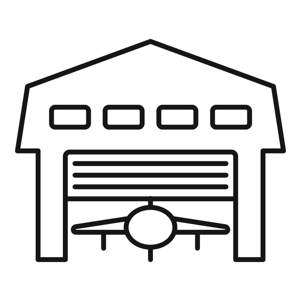 icono de hangar de aeródromo, estilo de esquema vector