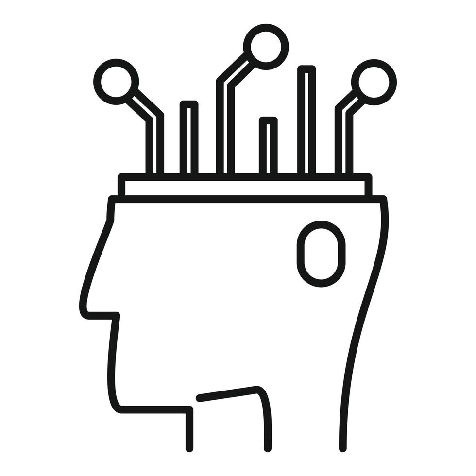 Ai automatic brain icon, outline style vector