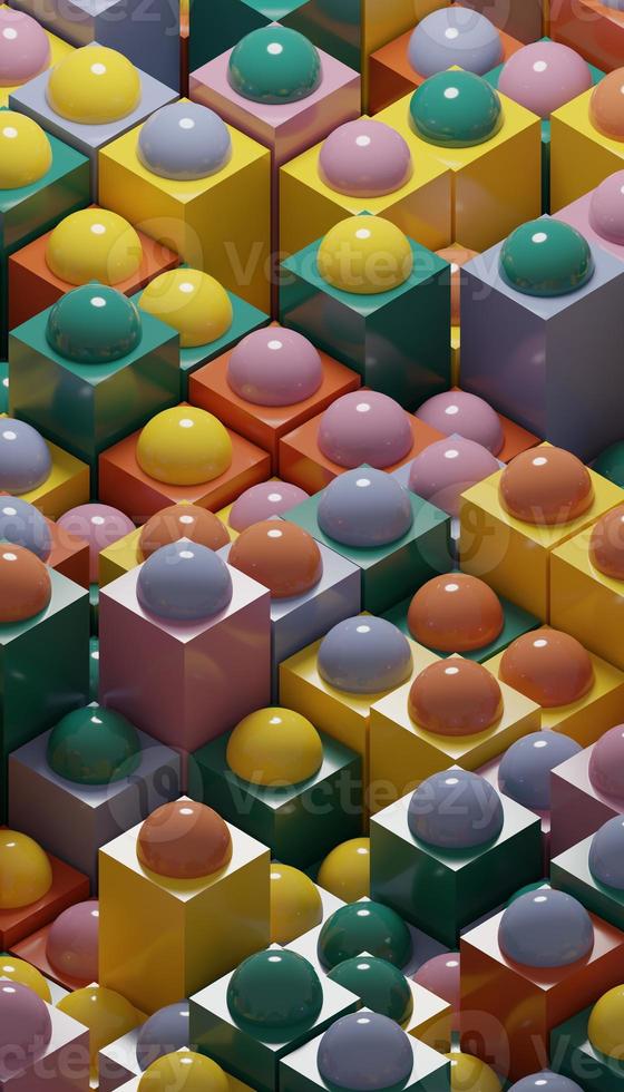 3D rendering Cube abstract technology background with colored bright lighting under the cube. Vertical futuristic wallpaper. photo