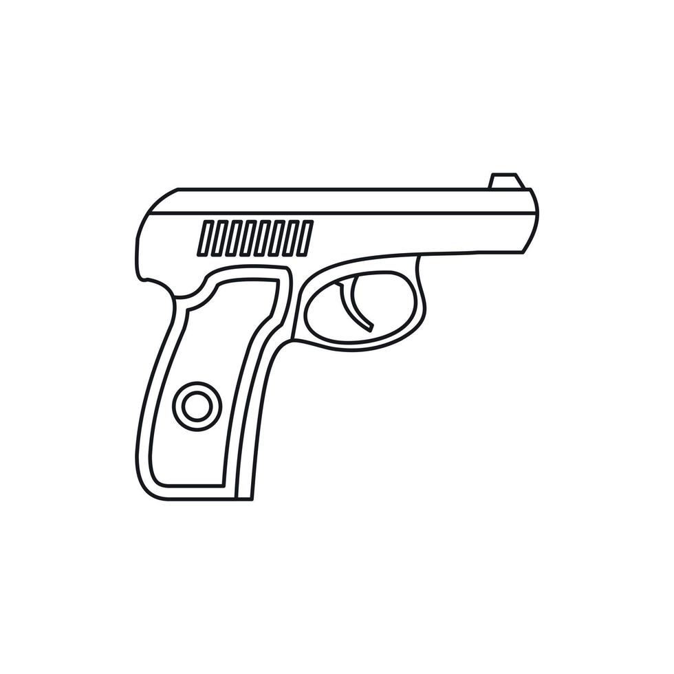 icono de pistola en estilo de esquema vector