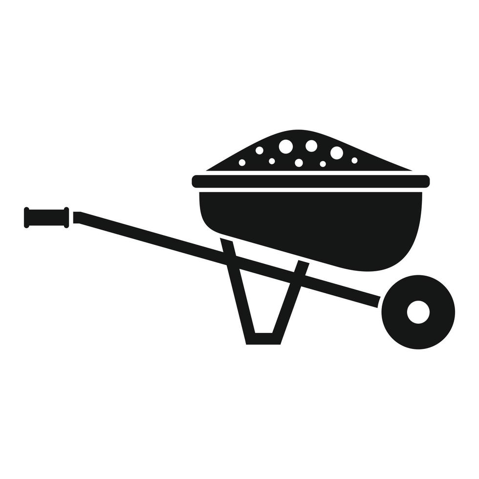 Soil wheelbarrow icon, simple style vector