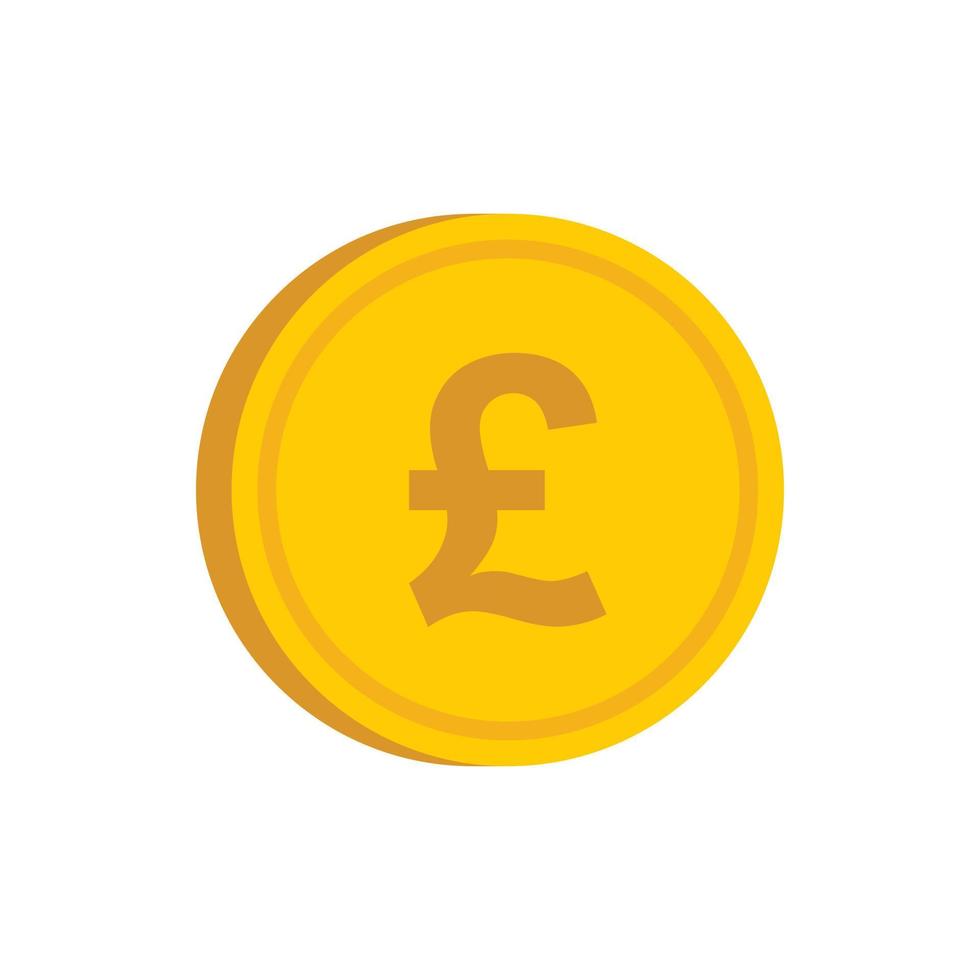 Gold coin with pound sign icon, flat style vector