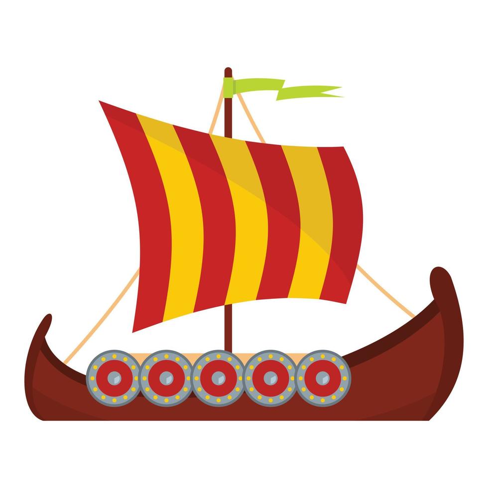 icono de barco escandinavo, estilo plano vector