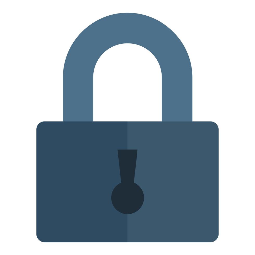 Steel padlock icon, flat style vector