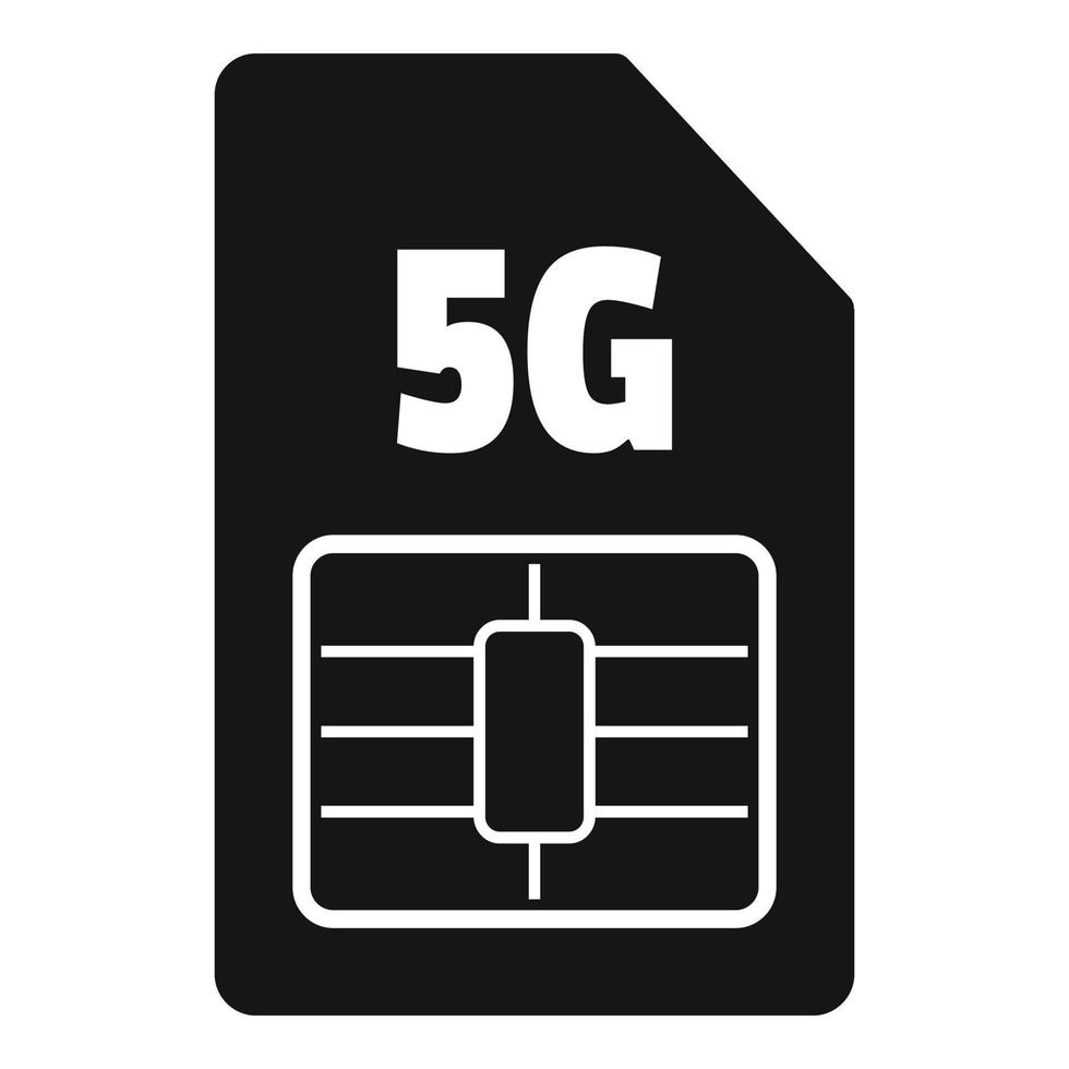 5g phone card icon, simple style vector