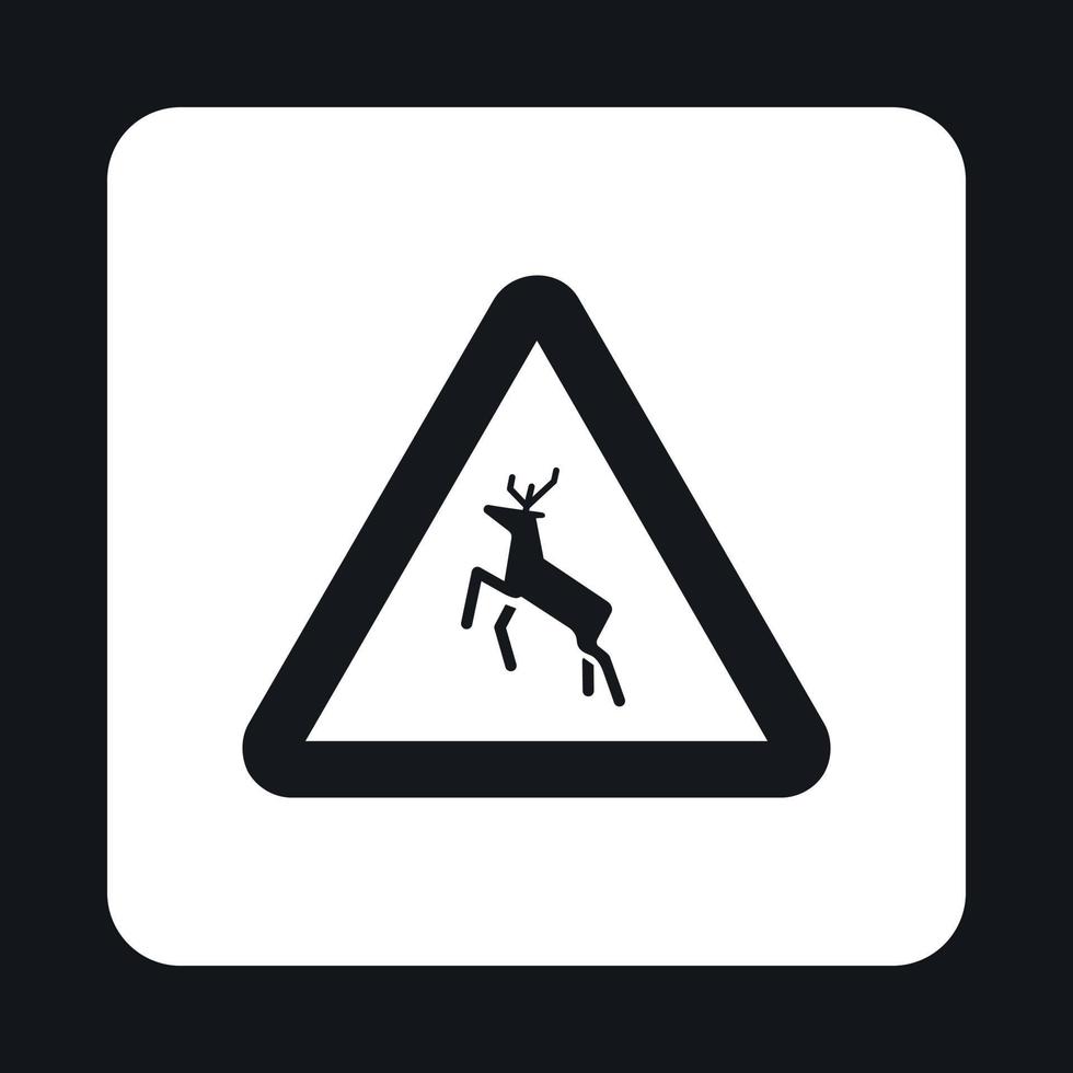 Sign caution deer icon, simple style vector